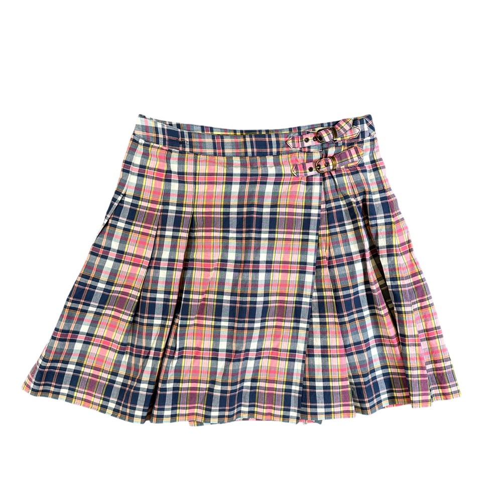 Polo Ralph Lauren Girls Plaid Pleated Kilt Skirt Size 16 Pink Blue Multi Cotton